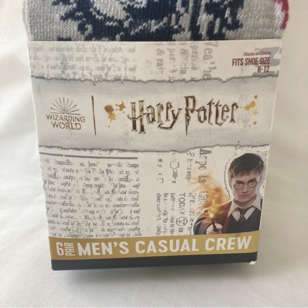 6-Pair Harry Potter Casual Crew Socks Fits Shoe Size 8-12 Wizarding World Gift - Picture 5 of 6